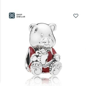 Pandora Christmas Bear Charm, Red & White Enamel